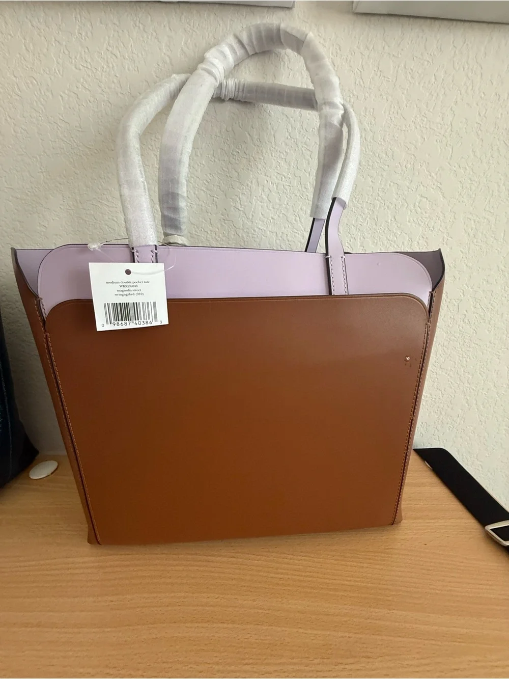 kate spade Brown and Lilac Leather Two-Tone Tote